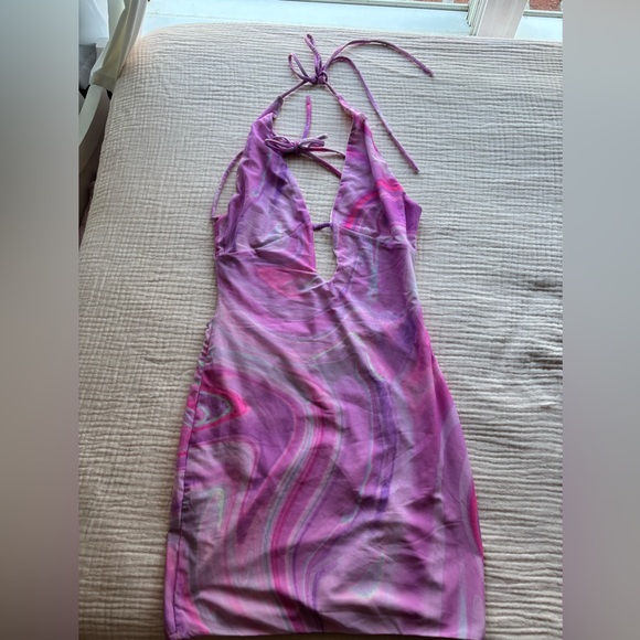 Pink and Purple Halter Dress Tiger Mist - Picture 1 of 3